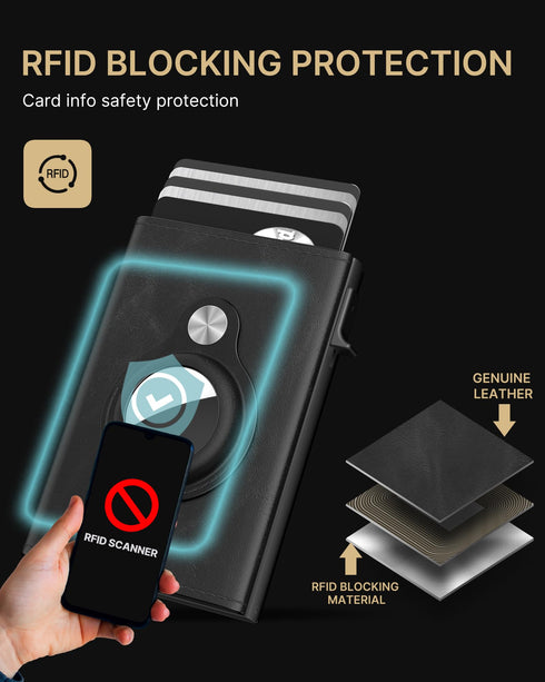 Typecase Mens Wallet Card Holder for Tracker: Leather Smart Wallet for Men Compatible with Apple Tracker, RFID Blocking, Slim, Minimalist - 9-14 Card Capacity | ID Window | Cash Slot